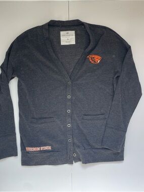 Colosseum Gray Button Cardigan with Orange Accent Logo